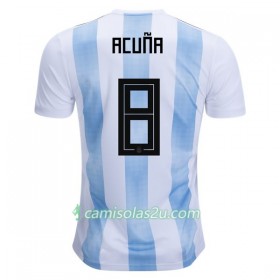 Camisolas de Futebol Argentina Acuna 8 Equipamento Principal Copa do Mundo 2018 Manga Curta